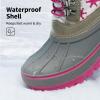 DREAM PAIRS Boys Girls Snow Boots Water-Resistant Outdoor Warm Cozy Anti-Slip Mid Calf Faux Fur Lining Insulated Winter Shoes for Little/Big Kids(White/Fauxia)