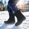 DREAM PAIRS Boys Girls Snow Boots Water-Resistant Outdoor Warm Cozy Anti-Slip Mid Calf Faux Fur Lining Winter Shoes for Toddler/Little/Big Kids(Black)