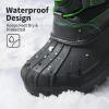 DREAM PAIRS Boys Girls Snow Boots Waterproof Outdoor Warm Cozy Anti-Slip Mid Calf Faux Fur Lining Winter Shoes for Little/Big Kids(Black/Neon/Green)