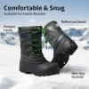 DREAM PAIRS Boys Girls Snow Boots Waterproof Outdoor Warm Cozy Anti-Slip Mid Calf Faux Fur Lining Winter Shoes for Little/Big Kids(Black/Neon/Green)