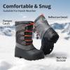 DREAM PAIRS Boys Girls Snow Boots Waterproof Outdoor Warm Cozy Anti-Slip Mid Calf Faux Fur Lining Winter Shoes for Little/Big Kids(Navy/Grey/Orange)