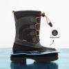 DREAM PAIRS Boys Girls Snow Boots Waterproof Outdoor Warm Cozy Anti-Slip Mid Calf Faux Fur Lining Winter Shoes for Little/Big Kids(Navy/Grey/Orange)