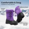DREAM PAIRS Boys Girls Snow Boots Waterproof Outdoor Warm Cozy Anti-Slip Mid Calf Faux Fur Lining Winter Shoes for Little/Big Kids(Purple)