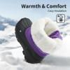 DREAM PAIRS Boys Girls Snow Boots Waterproof Outdoor Warm Cozy Anti-Slip Mid Calf Faux Fur Lining Winter Shoes for Little/Big Kids(Purple)