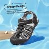 DREAM PAIRS Boys Girls Summer Outdoor Athletic Sport Sandals Hiking Beach Casual Closed Toe Adjustable Multicolor for Toddler/Little/Big Kids(Black/Grey)
