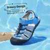 DREAM PAIRS Boys Girls Summer Outdoor Athletic Sport Sandals Hiking Beach Casual Closed Toe Adjustable Multicolor for Toddler/Little/Big Kids(Blue/Grey/Red)