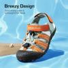 DREAM PAIRS Boys Girls Summer Outdoor Athletic Sport Sandals Hiking Beach Casual Closed Toe Adjustable Multicolor for Toddler/Little/Big Kids(Green/Orange)