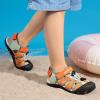 DREAM PAIRS Boys Girls Summer Outdoor Athletic Sport Sandals Hiking Beach Casual Closed Toe Adjustable Multicolor for Toddler/Little/Big Kids(Green/Orange)