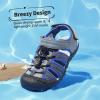DREAM PAIRS Boys Girls Summer Outdoor Athletic Sport Sandals Hiking Beach Casual Closed Toe Adjustable Multicolor for Toddler/Little/Big Kids(Grey/Royal)