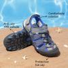 DREAM PAIRS Boys Girls Summer Outdoor Athletic Sport Sandals Hiking Beach Casual Closed Toe Adjustable Multicolor for Toddler/Little/Big Kids(Grey/Royal)