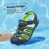 DREAM PAIRS Boys Girls Summer Outdoor Athletic Sport Sandals Hiking Beach Casual Closed Toe Adjustable Multicolor for Toddler/Little/Big Kids(Navy/Neon/Green)