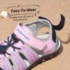 DREAM PAIRS Boys Girls Summer Outdoor Athletic Sport Sandals Hiking Beach Casual Closed Toe Adjustable Multicolor for Toddler/Little/Big Kids(Pink/Grey/Blue)