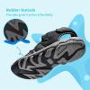 DREAM PAIRS Boys Girls Summer Outdoor Athletic Sport Sandals Walking Hiking Hook and Loop Adjustable Multicolor for Toddler/Little/Big Kids(Black/Dark/Grey)