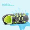 DREAM PAIRS Boys Girls Summer Outdoor Athletic Sport Sandals Walking Hiking Hook and Loop Adjustable Multicolor for Toddler/Little/Big Kids(Grey/Neon/Green)