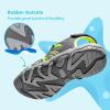 DREAM PAIRS Boys Girls Summer Outdoor Athletic Sport Sandals Walking Hiking Hook and Loop Adjustable Multicolor for Toddler/Little/Big Kids(Grey/Neon/Green)