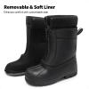 DREAM PAIRS Boys Girls Waterproof Winter Snow Boots(Black)