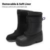 DREAM PAIRS Boys Girls Waterproof Winter Snow Boots(Black/Royal)
