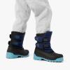 DREAM PAIRS Boys Snow Boots Bright Colored Outsole Hook and Loop Slip Resistant Mid Calf Faux Fur Lining Winter Shoes for Little/Big Kids(Dark Blue/Light Blue)