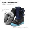 DREAM PAIRS Boys Snow Boots Bright Colored Outsole Hook and Loop Slip Resistant Mid Calf Faux Fur Lining Winter Shoes for Little/Big Kids(Dark Blue/Light Blue)