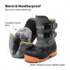 DREAM PAIRS Boys Snow Boots Bright Colored Outsole Hook and Loop Slip Resistant Mid Calf Faux Fur Lining Winter Shoes for Little/Big Kids(Grey/Orange)