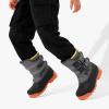 DREAM PAIRS Boys Snow Boots Bright Colored Outsole Hook and Loop Slip Resistant Mid Calf Faux Fur Lining Winter Shoes for Little/Big Kids(Grey/Orange)