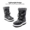 DREAM PAIRS Boys Snow Boots Camouflage Slip Resistant Faux Fur Lined Winter Shoes for Little/Big Kid(Black/White)