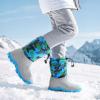 DREAM PAIRS Boys Snow Boots Waterproof Camouflage Slip Resistant Mid Calf Faux Fur Lining Outdoor Winter Shoes for Little/Big Kids(Blue/Gray)