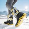 DREAM PAIRS Boys Snow Boots Waterproof Camouflage Slip Resistant Mid Calf Faux Fur Lining Outdoor Winter Shoes for Little/Big Kids(Yellow/Black)
