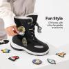 DREAM PAIRS Boys Toddler Snow Boots Interchangeable Accessories Slip Resistant Faux Fur Lined Mid Calf Little Kids Winter Shoes(Black)
