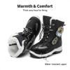 DREAM PAIRS Boys Toddler Snow Boots Interchangeable Accessories Slip Resistant Faux Fur Lined Mid Calf Little Kids Winter Shoes(Black)