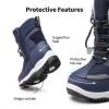 DREAM PAIRS Boys Toddler Snow Boots Interchangeable Accessories Slip Resistant Faux Fur Lined Mid Calf Little Kids Winter Shoes(Navy)