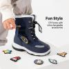 DREAM PAIRS Boys Toddler Snow Boots Interchangeable Accessories Slip Resistant Faux Fur Lined Mid Calf Little Kids Winter Shoes(Navy)