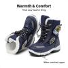 DREAM PAIRS Boys Toddler Snow Boots Interchangeable Accessories Slip Resistant Faux Fur Lined Mid Calf Little Kids Winter Shoes(Navy)