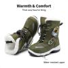 DREAM PAIRS Boys Toddler Snow Boots Interchangeable Accessories Slip Resistant Faux Fur Lined Mid Calf Little Kids Winter Shoes(Olive Green)