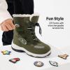 DREAM PAIRS Boys Toddler Snow Boots Interchangeable Accessories Slip Resistant Faux Fur Lined Mid Calf Little Kids Winter Shoes(Olive Green)