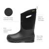 DREAM PAIRS Boys Waterproof Boots Outdoor Shoes with Handles for Rain Snow Winter Mud and Cold Weather for Little/Big Kids(Black)