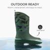 DREAM PAIRS Boys Waterproof Boots Outdoor Shoes with Handles for Rain Snow Winter Mud and Cold Weather for Little/Big Kids(Green)