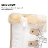 DREAM PAIRS Boys & Girls Faux Fur-Lined Winter Snow Boots for Little/Big Kids(Beige/White)