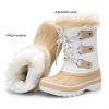 DREAM PAIRS Boys & Girls Faux Fur-Lined Winter Snow Boots for Little/Big Kids(Beige/White)