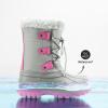DREAM PAIRS Boys & Girls Faux Fur-Lined Winter Snow Boots for Little/Big Kids(Grey/Fuchsia)