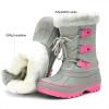 DREAM PAIRS Boys & Girls Faux Fur-Lined Winter Snow Boots for Little/Big Kids(Grey/Fuchsia)
