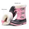 DREAM PAIRS Boys & Girls Faux Fur-Lined Winter Snow Boots for Little/Big Kids(Grey/Pink)