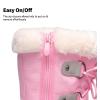 DREAM PAIRS Boys & Girls Faux Fur-Lined Winter Snow Boots for Little/Big Kids(Grey/Pink)