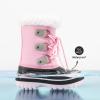 DREAM PAIRS Boys & Girls Faux Fur-Lined Winter Snow Boots for Little/Big Kids(Grey/Pink)