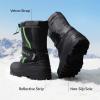 DREAM PAIRS Boys & Girls Mid Calf Water-Resistant Winter Snow Boots for Toddler/Little/Big Kid(Black/Neon/Green)