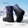 DREAM PAIRS Boys & Girls Mid Calf Water-Resistant Winter Snow Boots for Toddler/Little/Big Kid(Navy/Fuchsia)
