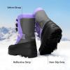 DREAM PAIRS Boys & Girls Mid Calf Water-Resistant Winter Snow Boots for Toddler/Little/Big Kid(Purple/Grey)