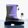 DREAM PAIRS Boys & Girls Mid Calf Water-Resistant Winter Snow Boots for Toddler/Little/Big Kid(Purple/Grey)