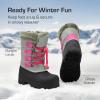 DREAM PAIRS Boys & Girls Waterproof Winter Snow Boots for Little Kid/Big Kid(Grey/Fuchsia)