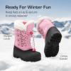 DREAM PAIRS Boys & Girls Waterproof Winter Snow Boots for Little Kid/Big Kid(Grey/Pink)